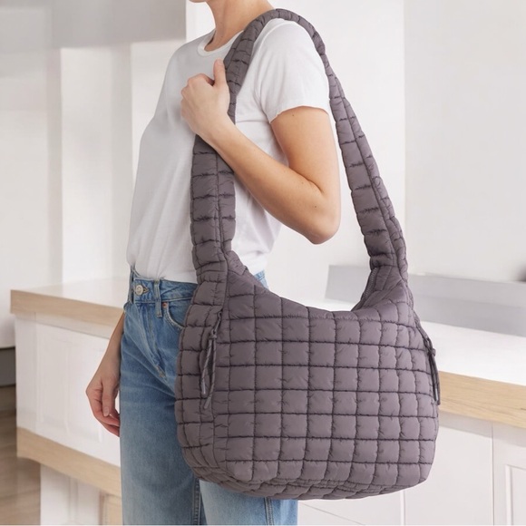 Urban Expressions Handbags - URBAN EXPRESSIONS Square Quilt Nylon Hobo Bag in Carbon (NWT)